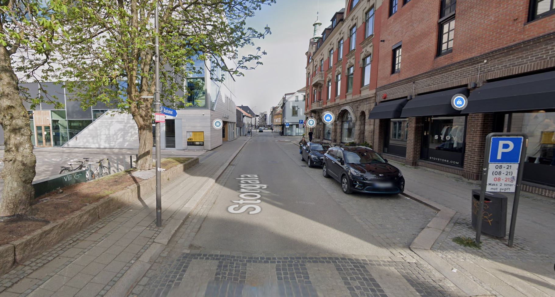 Kartutsnitt av storgata