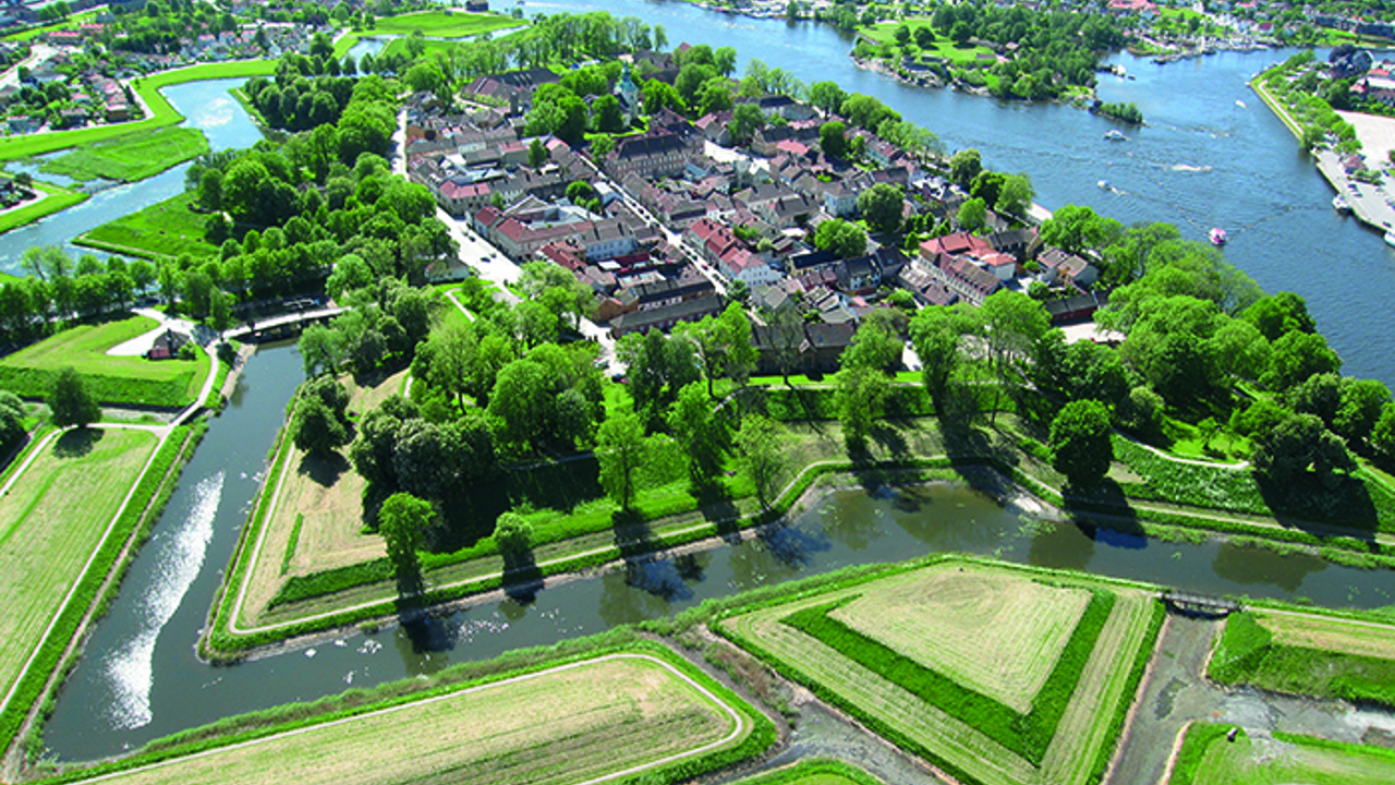 Flyfoto av Gamlebyen i Fredrikstad